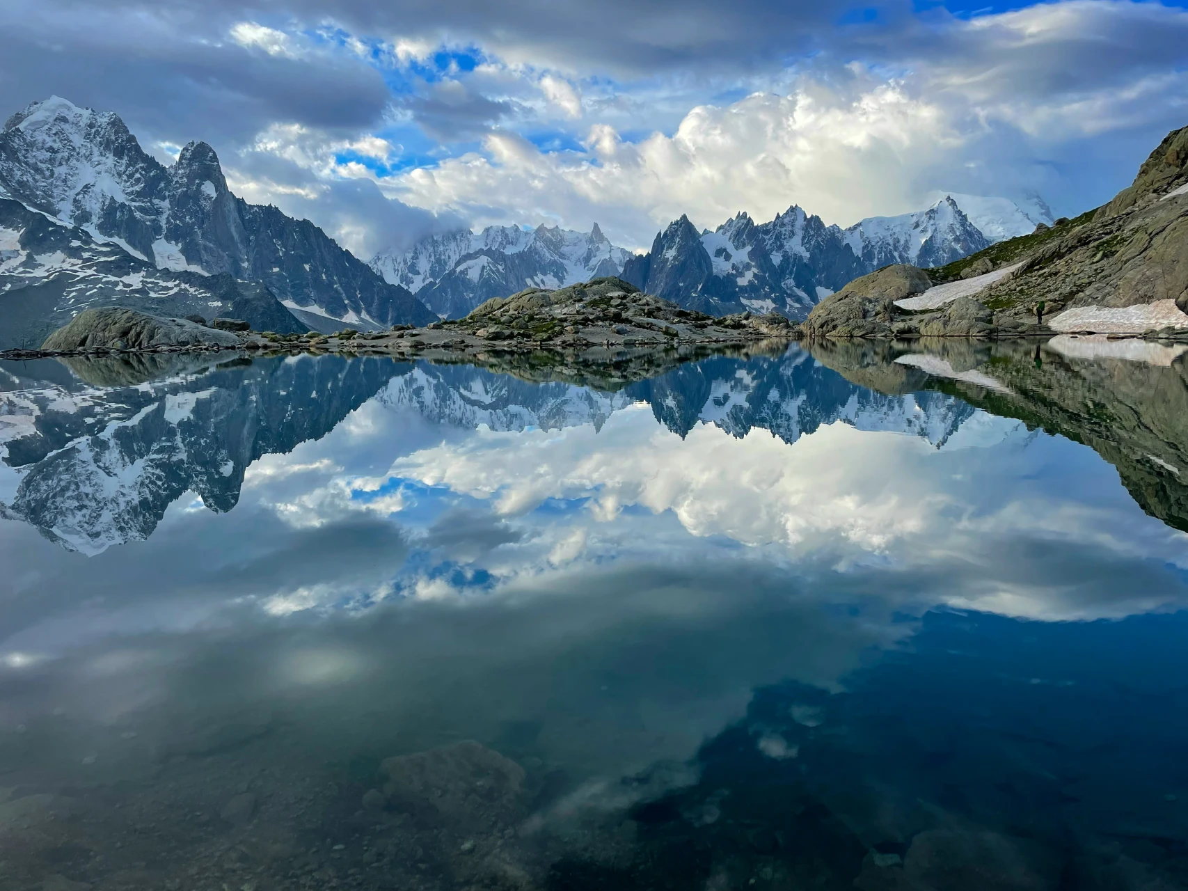 Die Spiegelung des Massivs im Lac Blanc, wenn der Wind einschläft