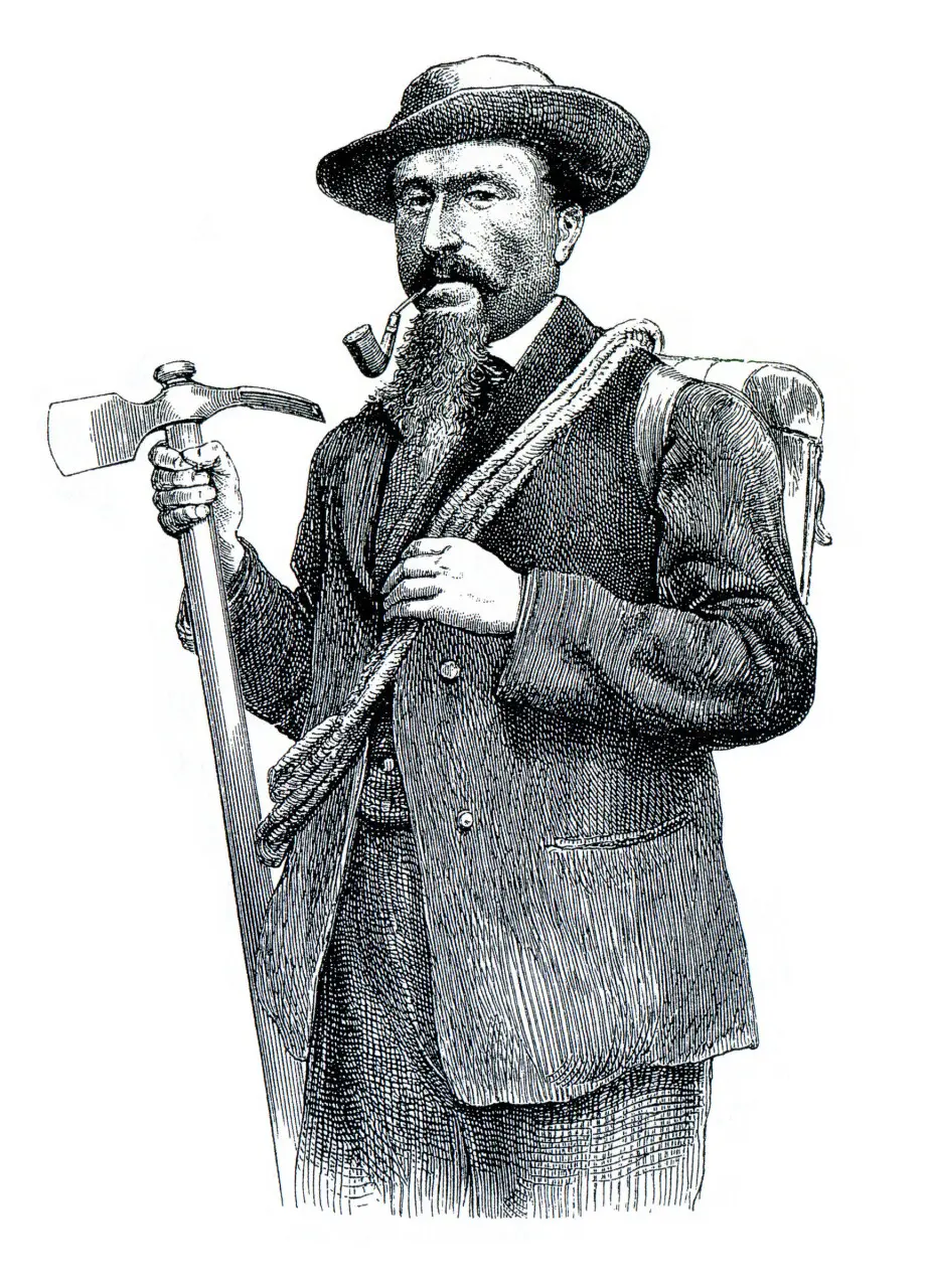 Michel Croz (1830–1865), Bergführer aus Chamonix, historische Gravur