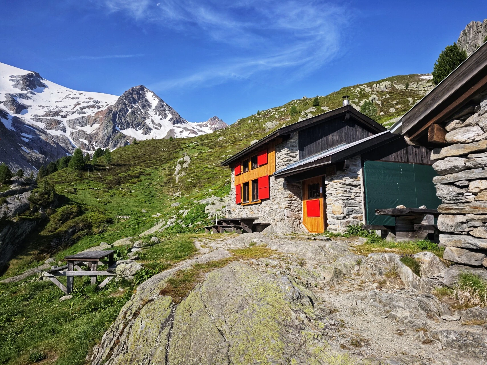 Alphütte im Val d'Arpette, am Ausgangspunkt der Etappe ab Champex