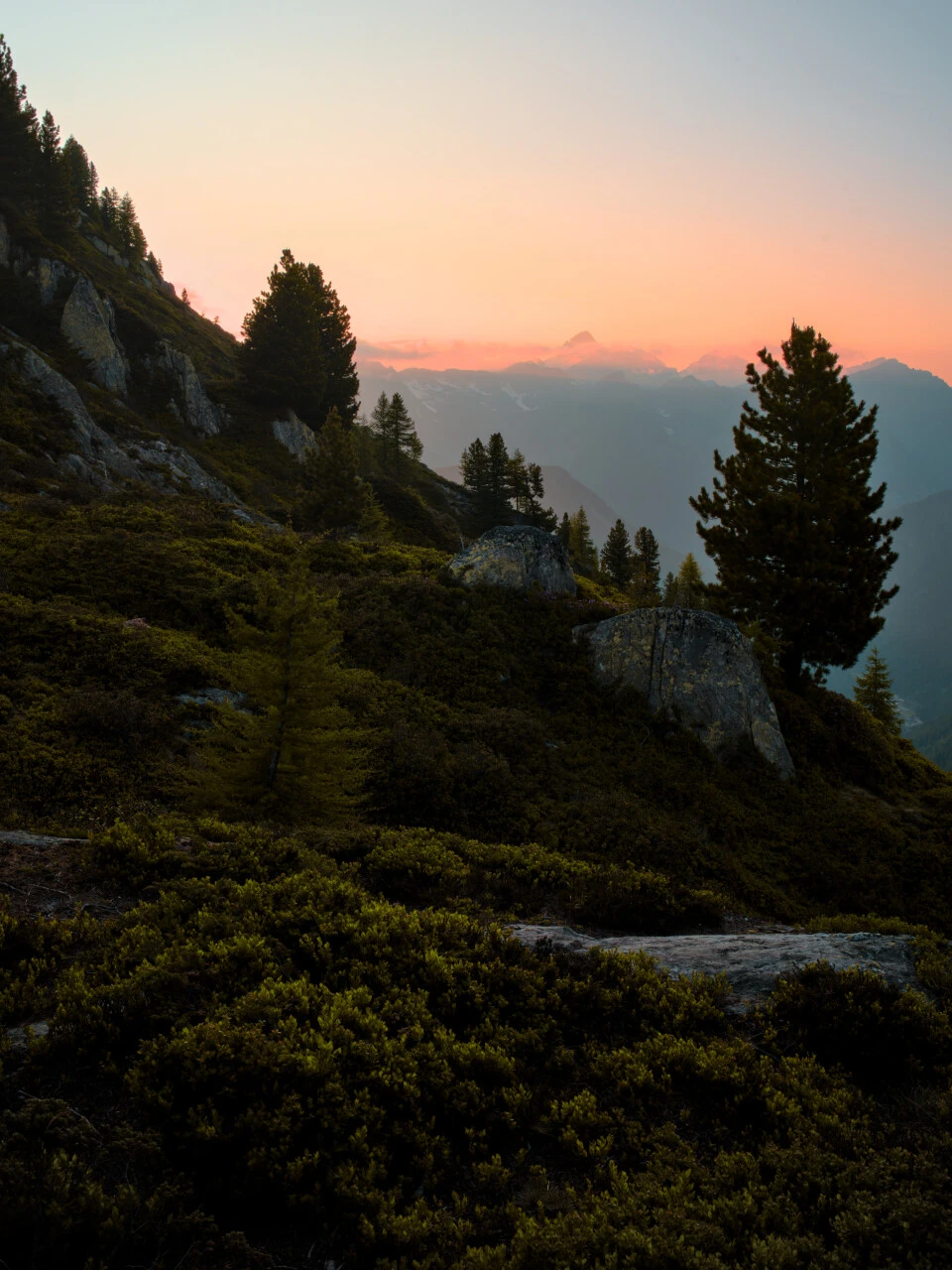 Abendlicht auf den Graten nahe dem Col de Balme