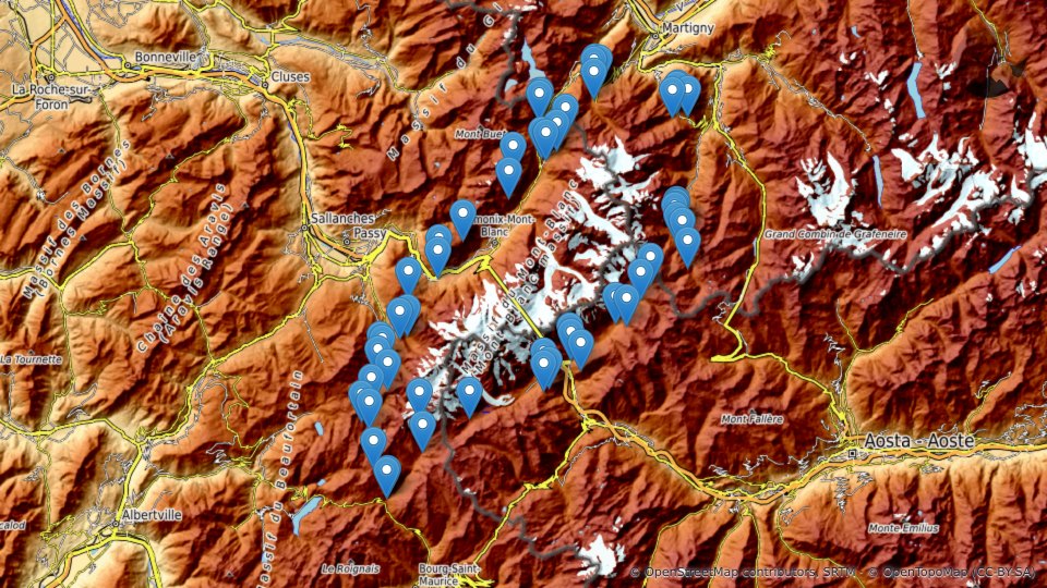 Karte von Die Berghütten und Unterkünfte am Tour du Mont-Blanc, Etappe für Etappe (und wie man sie reserviert) — Altimood